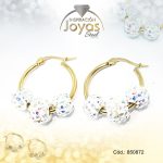 Argolla de Acero Aleación Micro Circón Dorado Círculo  - 850872