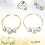 Argolla de Acero Aleación Micro Circón Dorado Círculo  - 850873