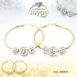 Argolla de Acero Aleación Micro Circón Dorado Círculo  - 850876