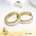 Argolla de Acero Huggies con Micro Circón Dorado Círculo - 850880