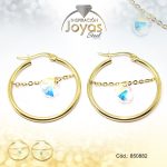 Argolla de Acero Colgante Piedra Dorado Círculo  - 850882