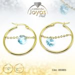 Argolla de Acero Colgante Piedra Dorado Círculo  - 850883