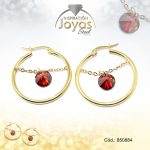 Argolla de Acero Colgante Piedra Dorado Círculo  - 850884