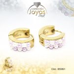 Argolla de Acero Huggies con Material Sintetico Dorado Círculo Lila - 850891