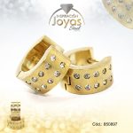 Argolla de Acero Huggies con Circón Dorado Círculo - 850897