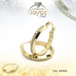 Argolla de Acero Aleación Micro Circón Dorado Círculo  - 850900