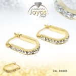 Argolla de Acero Forma Geométrica con Micro Circón Dorado Óvalo - 850904