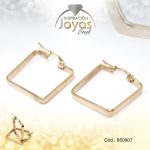 Argolla de Acero Forma Geométrica Rose Gold Cuadrado - 850907