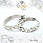 Argolla de Acero Aleación Sintético Plateado Círculo Blanco - 850909