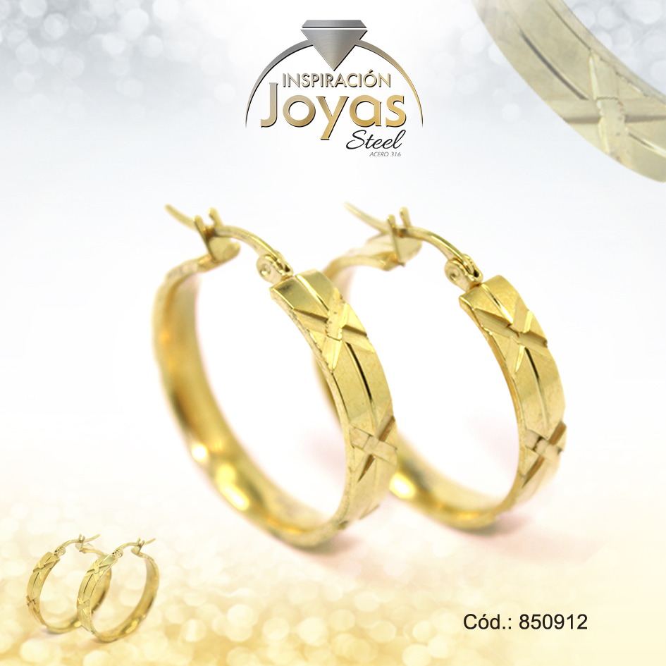 850912 Argolla de Acero Variado Dorado Círculo - 850912 - Imagen 1