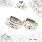 Argolla de Acero Forma Geométrica con Micro Circón Plateado Óvalo - 850920