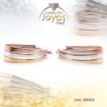 Argolla de Acero Forma Geométrica 3 Tonos Óvalo - 850922