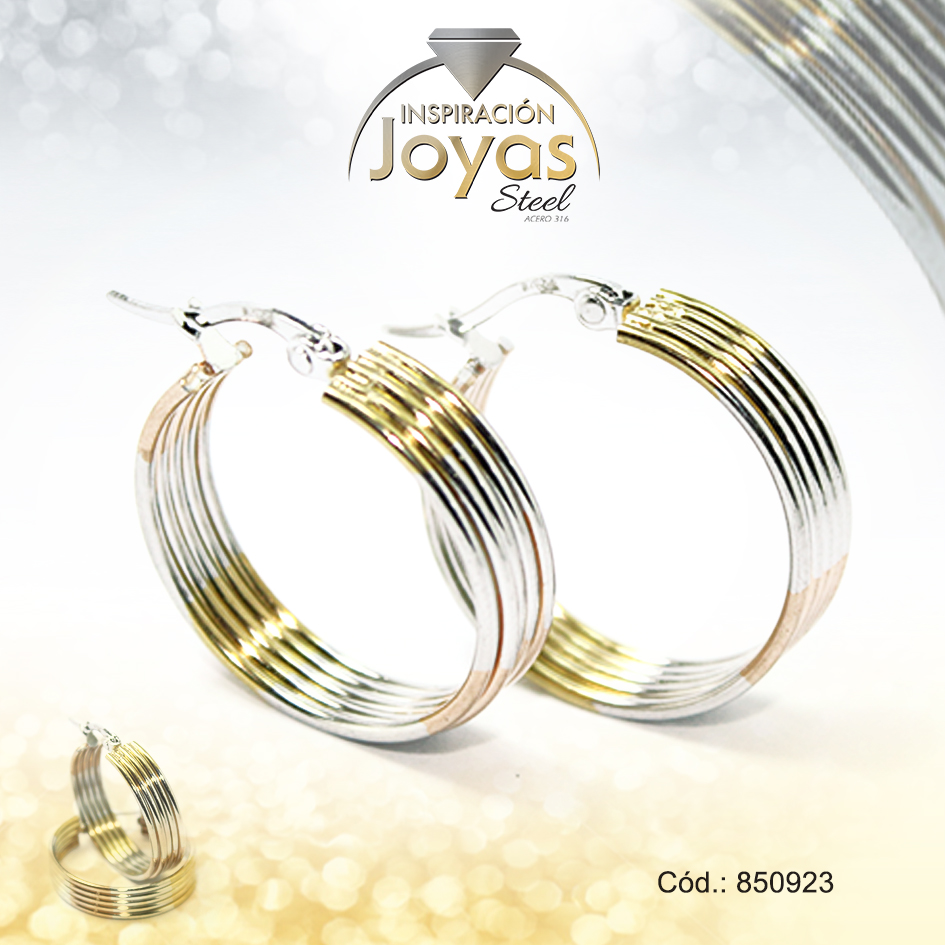850923 Argolla de Acero Variado 3 Tonos Círculo - 850923 - Imagen 1