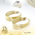 Argolla de Acero Forma Geométrica Dorado Óvalo - 850924