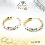 Argolla de Acero Aleación Micro Circón Dorado Círculo  - 850926