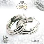 Argolla de Acero Aleación Micro Circón Plateado Círculo  - 850934