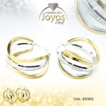 Argolla de Acero Aleación Micro Circón 2 Tonos Círculo  - 850952