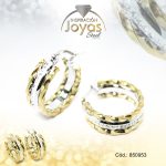 Argolla de Acero Aleación Micro Circón 2 Tonos Círculo  - 850953