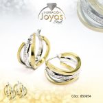 Argolla de Acero Aleación Micro Circón 2 Tonos Círculo  - 850954