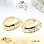 Argolla de Acero Forma Geométrica con Micro Circón Dorado Óvalo - 850959