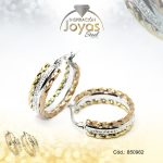 Argolla de Acero Aleación Micro Circón 3 Tonos Círculo  - 850962