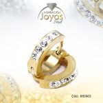 Argolla de Acero Huggies con Circón Dorado Círculo - 850963