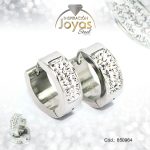 Argolla de Acero Huggies con Circón Plateado Círculo - 850964