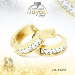 Argolla de Acero Huggies con Circón Dorado Círculo - 850965