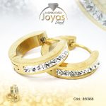 Argolla de Acero Huggies con Circón Dorado Círculo - 850966