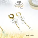 Argolla de Acero Colgante Piedra Dorado Círculo  - 850970