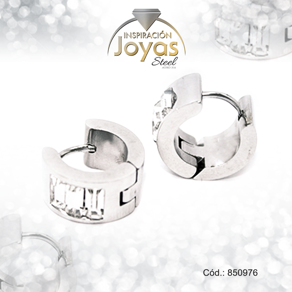 850976 Argolla de Acero Huggies con Circón Plateado Círculo - 850976 - Imagen 1