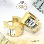 Argolla de Acero Huggies con Circón Dorado Círculo - 850977