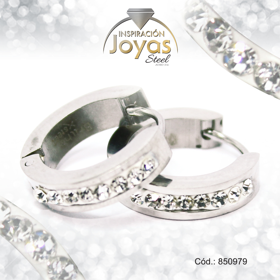 850979 Argolla de Acero Huggies con Circón Plateado Círculo - 850979 - Imagen 1