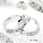 Argolla de Acero Aleación Micro Circón Plateado Círculo  - 850980