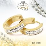 Argolla de Acero Huggies con Micro Circón Dorado Círculo - 850982