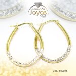 Argolla de Acero Forma Geométrica con Micro Circón Dorado Óvalo - 850983