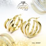 Argolla de Acero Aleación Micro Circón Dorado Círculo  - 850987