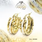 Argolla de Acero Aleación Micro Circón Dorado Círculo  - 850988