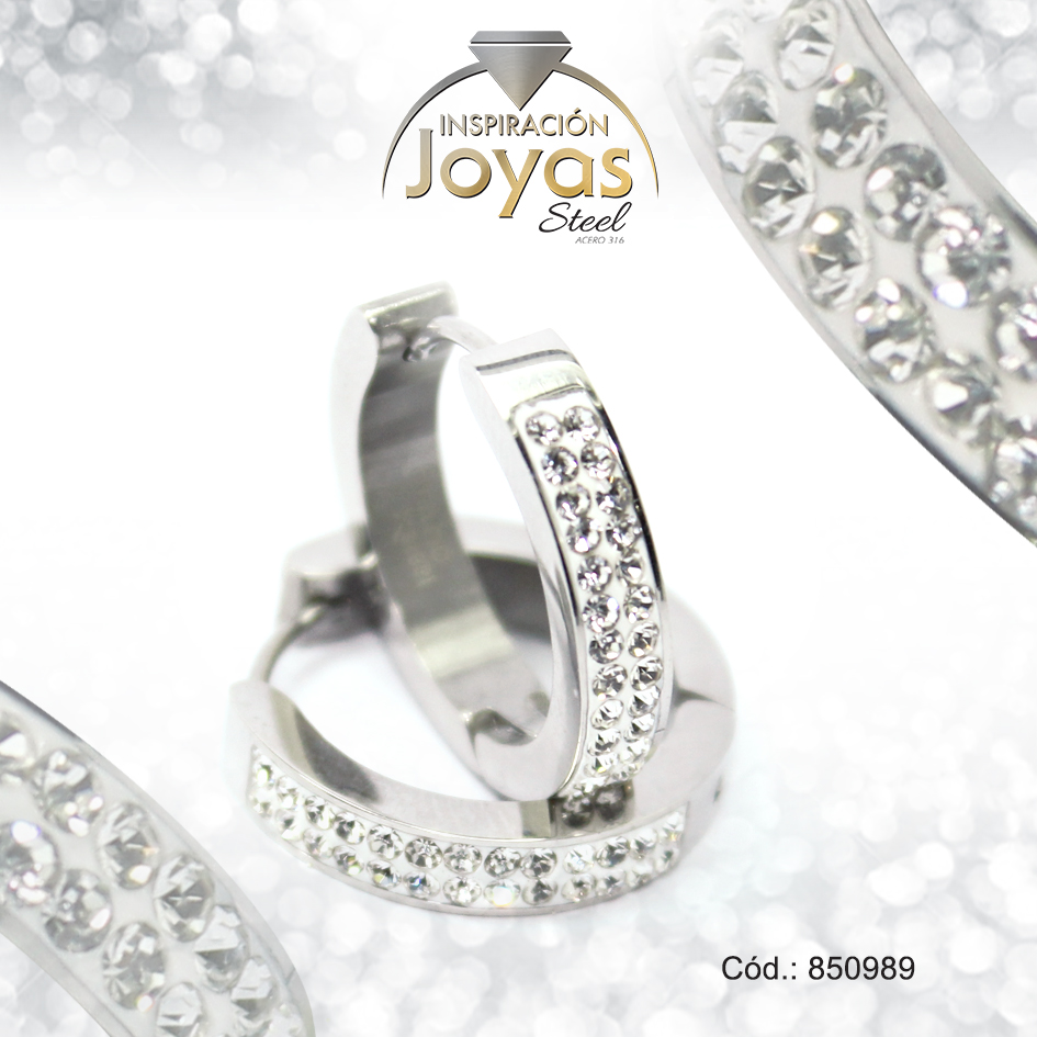 850989 Argolla de Acero Huggies con Micro Circón Plateado Círculo - 850989 - Imagen 1
