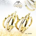 Argolla de Acero Aleación Micro Circón Dorado Círculo  - 850990