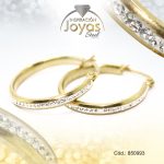 Argolla de Acero Aleación Micro Circón Dorado Círculo  - 850993