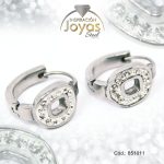 Argolla de Acero Micro Circón Plateado Gota - 851011