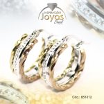 Argolla de Acero Aleación Micro Circón 3 Tonos Círculo  - 851012