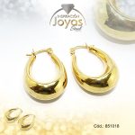 Argolla de Acero Forma Geométrica Dorado Óvalo - 851018