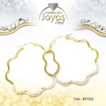 Argolla de Acero Micro Circón Dorado Trébol - 851022