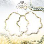 Argolla de Acero Micro Circón Dorado Trébol - 851023