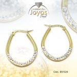 Argolla de Acero Forma Geométrica con Micro Circón Dorado Óvalo - 851024