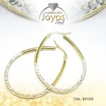 Argolla de Acero Forma Geométrica con Micro Circón Dorado Óvalo - 851025