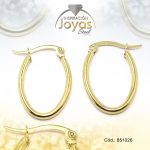 Argolla de Acero Forma Geométrica Dorado Óvalo - 851026