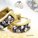 Argolla de Acero Huggies con Circón Dorado Círculo - 851035